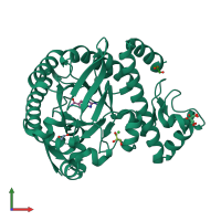 PDB entry 5jt5 coloured by chain, front view.