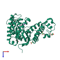 PDB entry 5jt5 coloured by chain, top view.