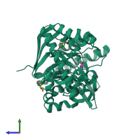 PDB entry 5jt6 coloured by chain, side view.