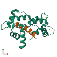 PDB entry 5jth coloured by chain, front view.