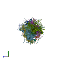 PDB entry 5jtm coloured by chain, ensemble of 20 models, side view.