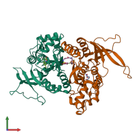 PDB entry 5jty coloured by chain, front view.