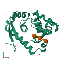 PDB entry 5ju9 coloured by chain, front view.