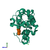 PDB entry 5ju9 coloured by chain, side view.