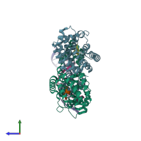 PDB entry 5jub coloured by chain, side view.