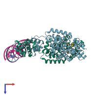 PDB entry 5jub coloured by chain, top view.