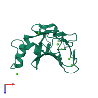 PDB entry 5juh coloured by chain, top view.