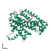 PDB entry 5jv0 coloured by chain, front view.