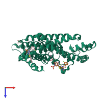 PDB entry 5jv0 coloured by chain, top view.