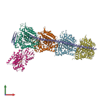 PDB entry 5jvd coloured by chain, front view.