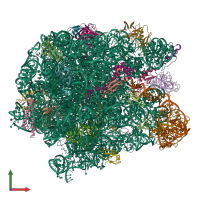 Hetero 29-meric assembly 1 of PDB entry 5jvg coloured by chemically distinct molecules, front view.