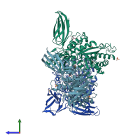 PDB entry 5jvk coloured by chain, side view.