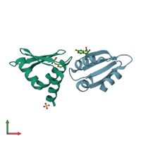 PDB entry 5jvo coloured by chain, front view.