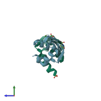 PDB entry 5jvo coloured by chain, side view.