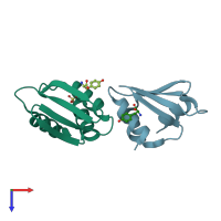 PDB entry 5jvo coloured by chain, top view.