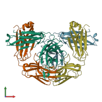 PDB entry 5jw5 coloured by chain, front view.