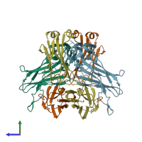 PDB entry 5jw5 coloured by chain, side view.