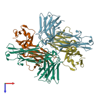 PDB entry 5jw5 coloured by chain, top view.