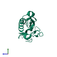 PDB entry 5jw8 coloured by chain, side view.