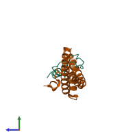 PDB entry 5jw9 coloured by chain, side view.