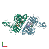 PDB entry 5jwa coloured by chain, front view.