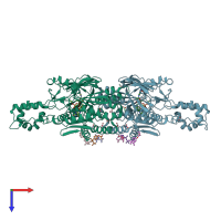 PDB entry 5jwa coloured by chain, top view.