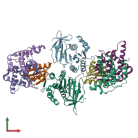 PDB entry 5jwr coloured by chain, front view.
