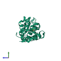 PDB entry 5jws coloured by chain, side view.
