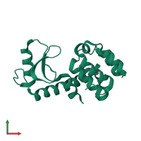 PDB entry 5jwt coloured by chain, front view.