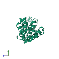PDB entry 5jwt coloured by chain, side view.