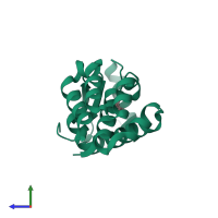 PDB entry 5jwv coloured by chain, side view.