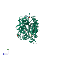 PDB entry 5jx2 coloured by chain, side view.