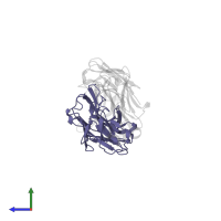 Pembrolizumab Fab heavy chain in PDB entry 5jxe, assembly 1, side view.