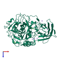 PDB entry 5jxg coloured by chain, top view.