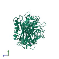 PDB entry 5jxi coloured by chain, side view.