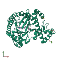 PDB entry 5jxq coloured by chain, front view.