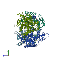 PDB entry 5jy3 coloured by chain, side view.