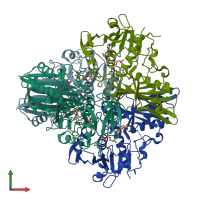 PDB entry 5jya coloured by chain, front view.