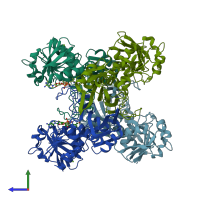 PDB entry 5jye coloured by chain, side view.