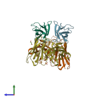 PDB entry 5jyl coloured by chain, side view.