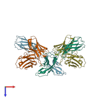 PDB entry 5jym coloured by chain, top view.
