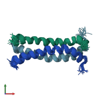 PDB entry 5jyn coloured by chain, ensemble of 15 models, front view.