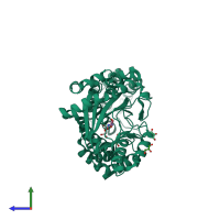 PDB entry 5jza coloured by chain, side view.