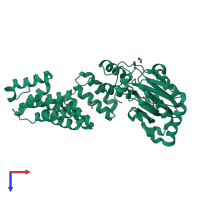 PDB entry 5jza coloured by chain, top view.