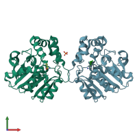 PDB entry 5jzb coloured by chain, front view.