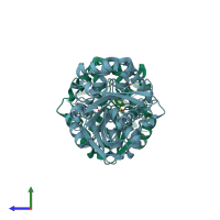 PDB entry 5jzb coloured by chain, side view.