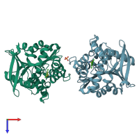 PDB entry 5jzb coloured by chain, top view.