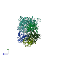 PDB entry 5jzc coloured by chain, side view.