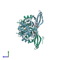 PDB entry 5jzj coloured by chain, side view.