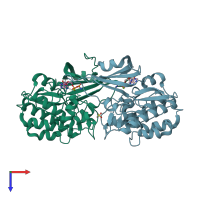 PDB entry 5jzj coloured by chain, top view.